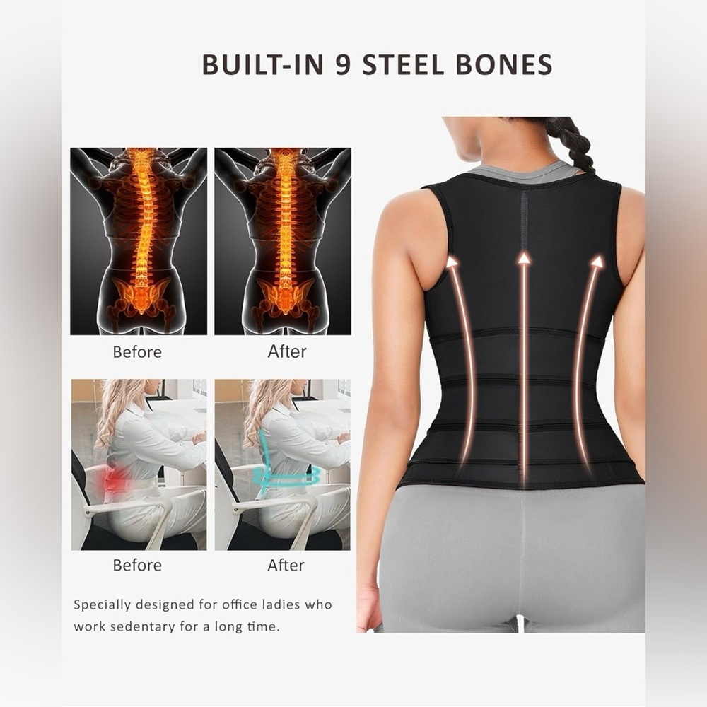 FeelinGirl Latex Waist Trainers Vest for Women Plus Size Waist Cincher Corset - Picture 3 of 10